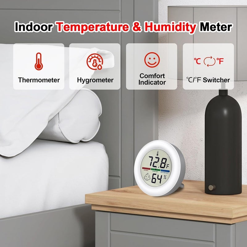 ACEBON Reptile Tank Thermometer, Mini Digital Hygrometer Thermometer Gauge, Indoor Outdoor Temperature Humidity Meter for Greenhouse Humidors Incubators Reptile Terrarium Jars, Fahrenheit (℉) or Celsius(℃) - Image 5